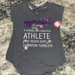 SO Gray Gymnast Tee with Purple Accents